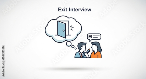 Exit Interview Illustration - Employee Leaving Company, Discussing Departure.
