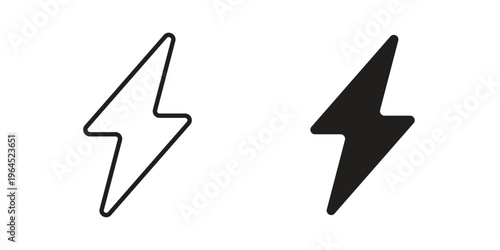 Lightning icons. Vector graphic. Editable vector stroke. EPS 10.