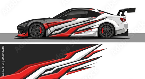 High Velocity White Racing Car with Red Graphics on Track.
