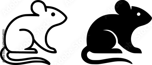 Rat illustration, outline and silhouette, for animal or wildlife logo design