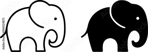 Elephant illustration, outline and silhouette, for animal or wildlife logo design