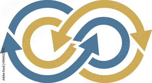 A vector graphic illustrating the agile iteration cycle with a stylized infinity symbol and arrows