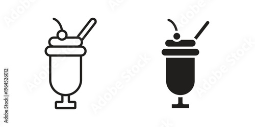 Milk shake icons. Vector graphic. Editable vector stroke. EPS 10.