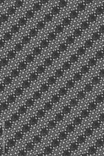 Black and white intricate diagonal pattern in vertical format