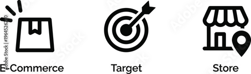 E commerce target store vector illustration with shopping bag and bullseye