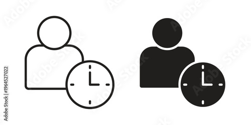 Office hours icons. Vector graphic. Editable vector stroke. EPS 10.