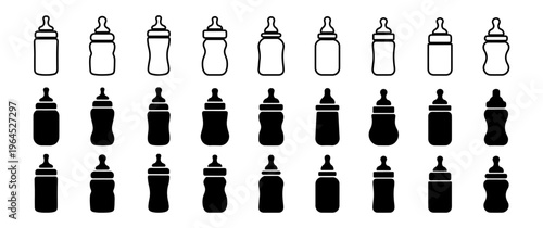 Baby Milk Feeding Silhouette Bottle Hand-Drawn Vector Illustration Isolated on White Background