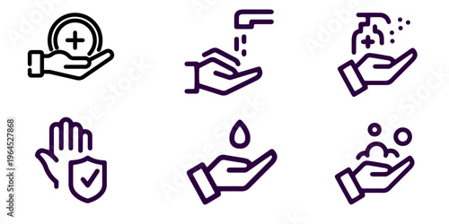 Hand hygiene and protection icons