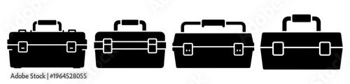 Toolbox vector set, Tool box vector silhouette vector illustration set on white background, Toolbox silhouette