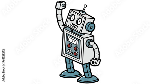 robot holding a sign