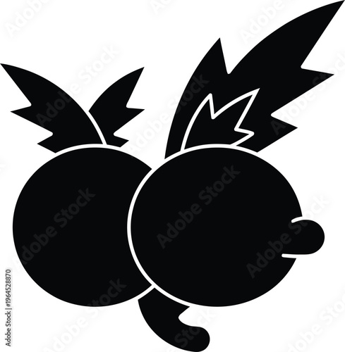 Vector graphic illustration of a stylized black bomb with sparks