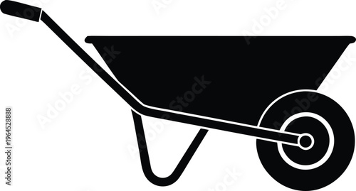 Garden construction wheelbarrow vector silhouette icon illustration