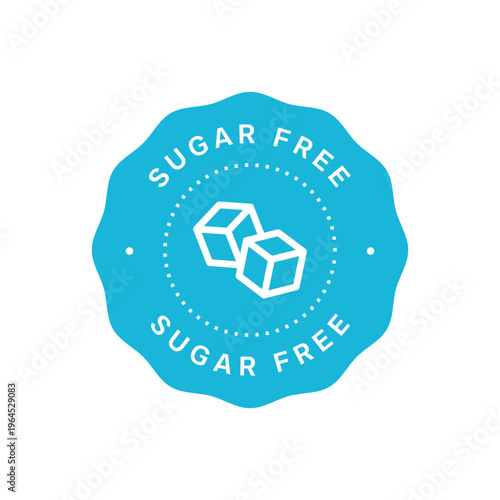 No sugar round blue vector badge