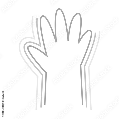 Hand silhouette with motion symbolizing tremor, shaking. Essential tremor, Parkinson's desease, neurological disorder, anxiety, stress, instability, loss of motor control concept.