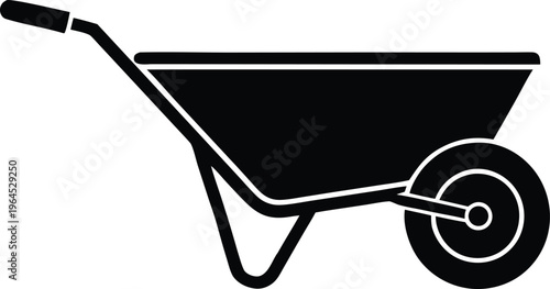 Wheelbarrow garden construction tool vector icon design element