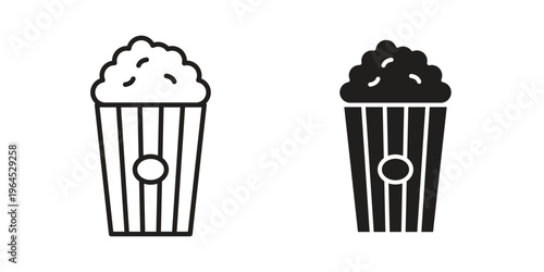 Popcorn icons. Vector graphic. Editable vector stroke. EPS 10.