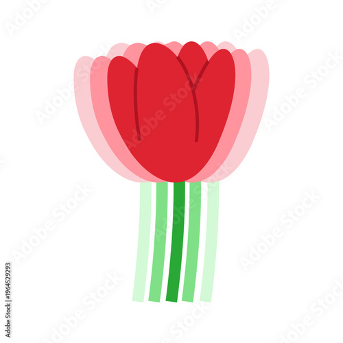 Red tulip with motion symbolizing tremor and hand shaking. Parkinson's desease awareness day symbol.