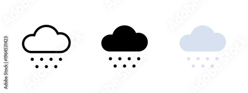 Cloud with snow icon. Snowflake and cold weather symbol. Weather forecast showing snowy precipitation sign. Climate and meteorology snowfall concept.