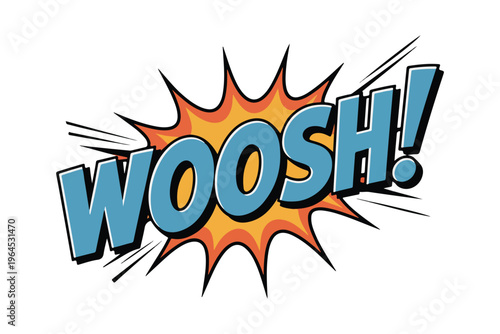 Comic book explosion effect, dynamic motion burst, colorful sound effect, cartoon woosh