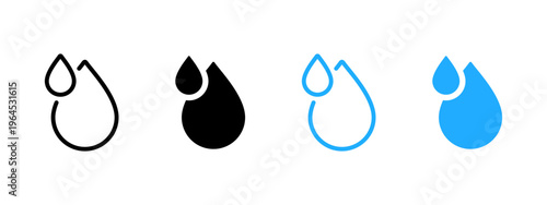 Liquid icon. Water drop and fluid flow symbol. Hydration, freshness and clean liquid sign. Beverage and droplet concept representing purity and healthy water.