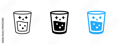 Glass of sparkling water icon. Fizzy drink and hydration symbol. Beverage, refresh and liquid sign. Clean and fresh sparkling water concept for healthy drinking.