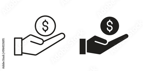 Saving Icons. Vector graphic. Editable vector stroke. EPS 10.