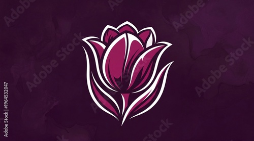 Stylized Purple Tulip Flower Vector Graphic