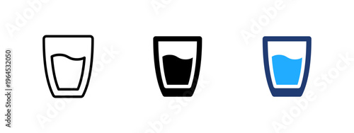 Glass of water icon. Hydration and fresh drinking water symbol. Liquid, clean and healthy beverage sign. Droplet and fluid concept representing pure and refreshing water.