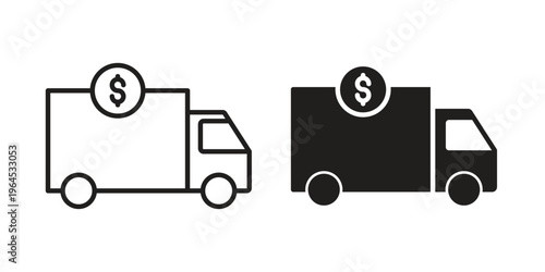 Shipping charges icons. Vector graphic. Editable vector stroke. EPS 10.