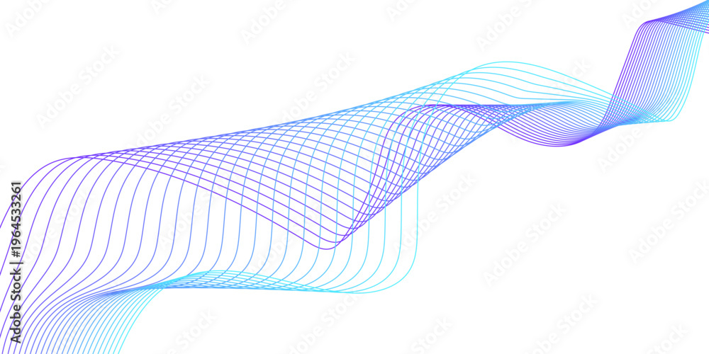Fototapeta premium Abstract soft wave lines dynamic flowing purple and blue isolated background. Simple white background with purple and blue wave lines. Digital frequency track equalizer. 