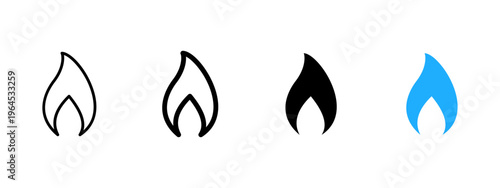 Gas flame icon. Energy and burning symbol. Stove, cooking and burner sign. Ignite, heat and hazard concept representing gas flame and controlled fire.