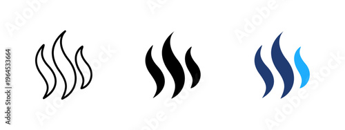 Heat icon with wavy lines symbolizing high temperature and warmth. Fire, thermal energy and hot waves sign. Warmth and energy concept representing heat, blaze, and hot conditions.