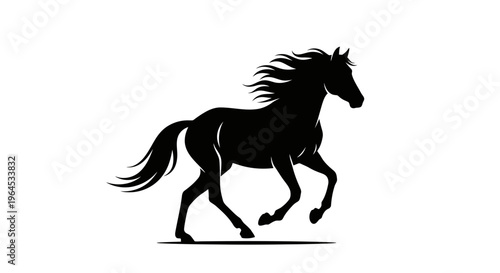 Silhouette of a running horse