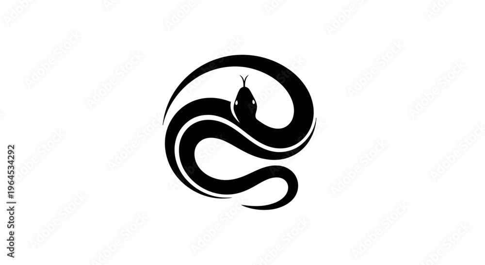 Fototapeta premium Minimalist black snake logo design