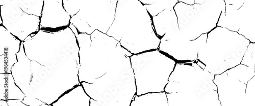 Black cracks on white surface abstract texture background pattern