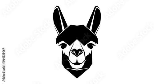 Minimalist geometric llama head illustration