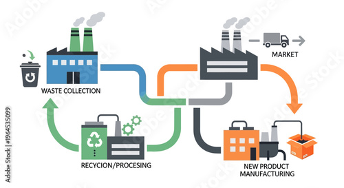 Circular Economy Diagram: Waste Recycling, Sustainable Manufacturing & Supply Chain Flowchart