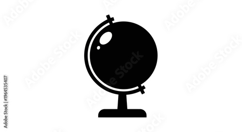 Black silhouette icon of a world globe on a stand