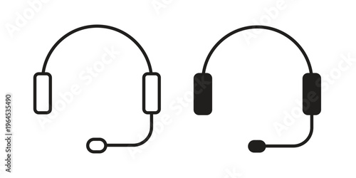 Support headset icons. Vector graphic. Editable vector stroke. EPS 10.