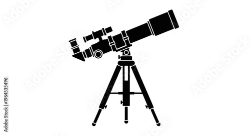 Black silhouette of a telescope on a tripod