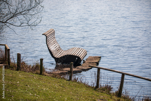 a bench in the water