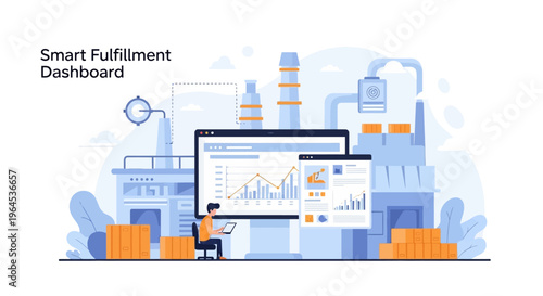 Smart Fulfillment Dashboard for Logistics and Supply Chain Management Analytics Illustration