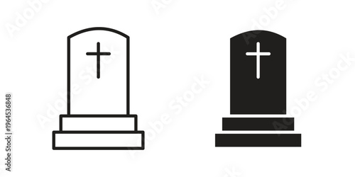 Tombstone icons. Vector graphic. Editable vector stroke. EPS 10.