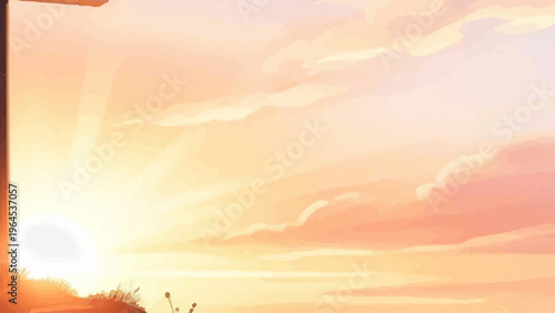 Christian cross silhouette with bright sunrise or sunset