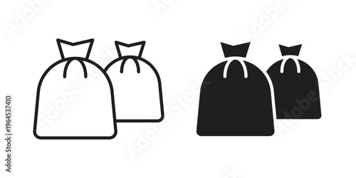 Trash bag icons. Vector graphic. Editable vector stroke. EPS 10.