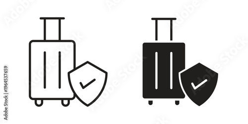 Travel insurance icons. Vector graphic. Editable vector stroke. EPS 10.