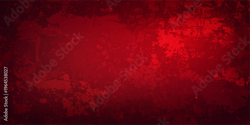 Dark red grunge texture background featuring scratched rough surface, distressed paint layers and abstract retro pattern, with black vignette edges and vintage dirty wall dramatic backdrop.