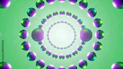 Spiral pattern of glowing spheres