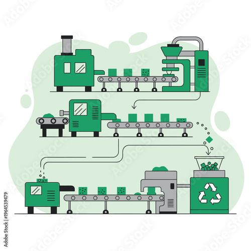 Industrial Manufacturing Production Line Process Flow.