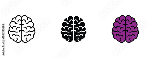 Human brain for psychology study, mental health awareness and intelligence icon set. Neurology symbol. Vector Illustration.